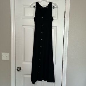 Olivia Grey Black Sleeveless Maxi Dress button down womens medium minimal summer